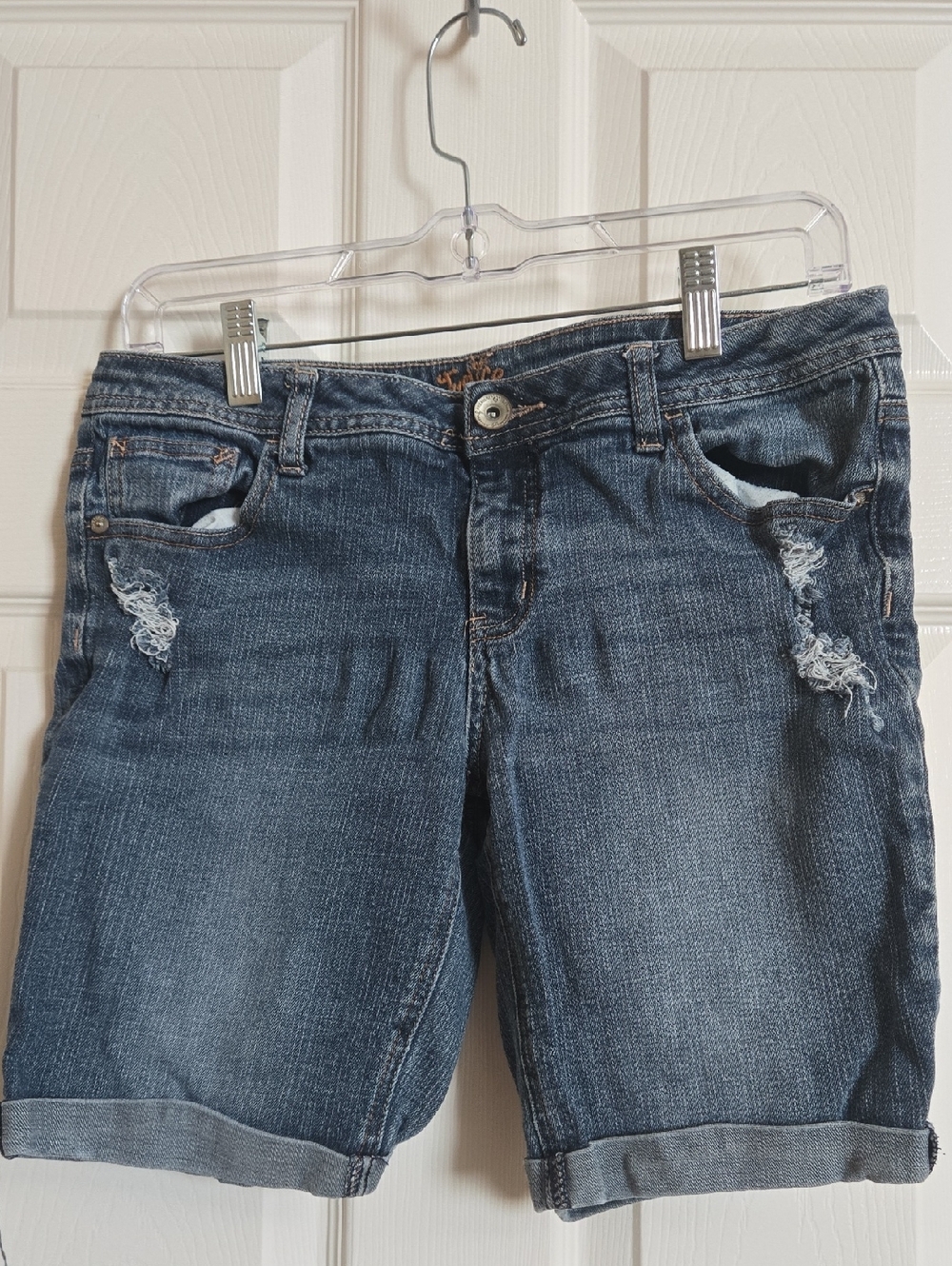 Distressed Denim Bermuda Shorts